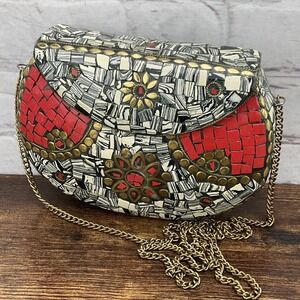 Unbranded Handmade Hard shell‎ Metal Multicolor Mosaic Purse Shoulder Bag